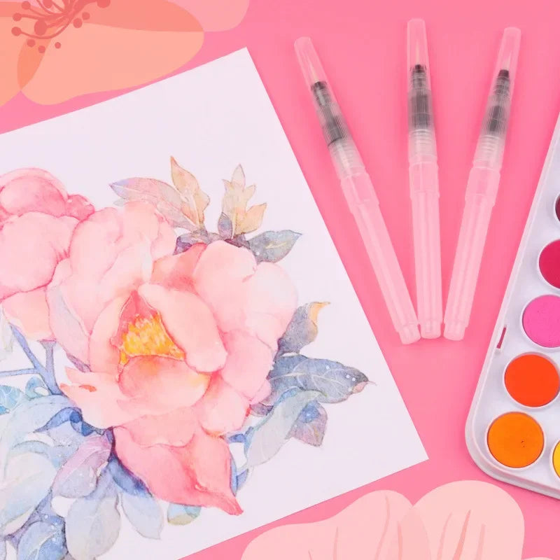 3/7pcs Watercolor Brush Pens Water Storage Function Painting Brushes