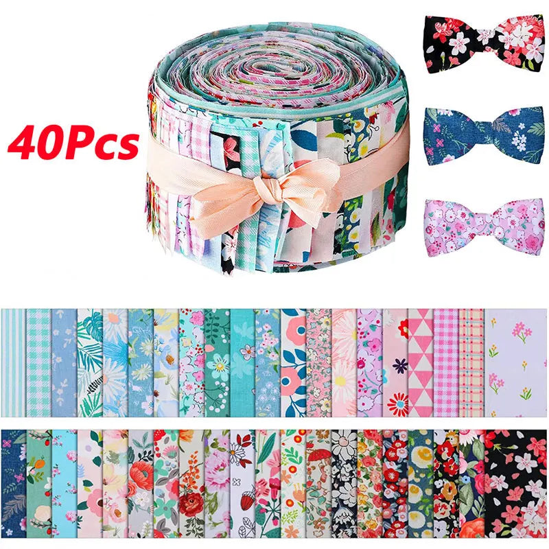 40Pcs Handmade DIY Cotton Craft Fabric Various Patterns Sewing Textiles Family Work Artcraft Fabric Doll Clothes Splicing Cloth