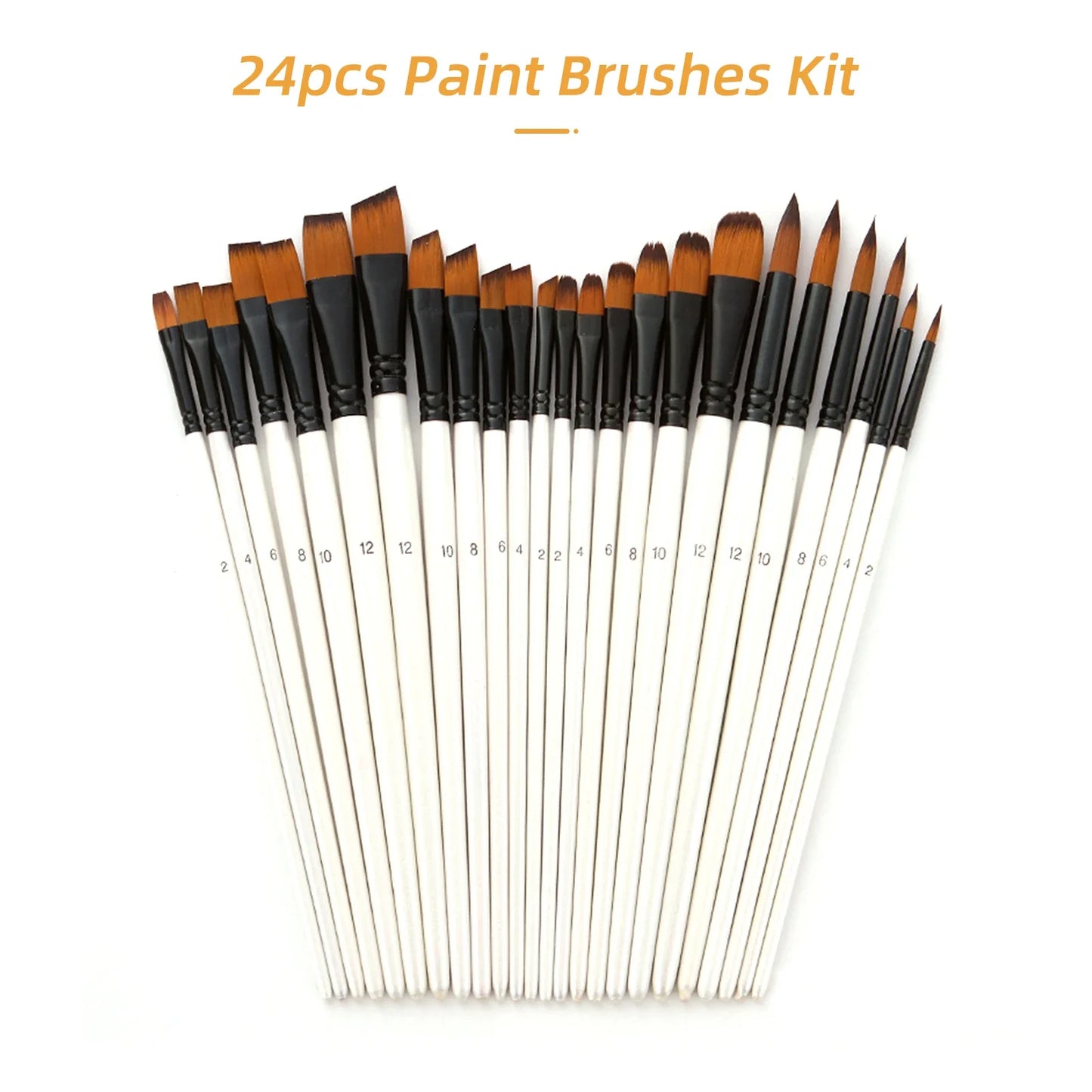 24pcs Artist Paint Brushes with Nylon Hair Set