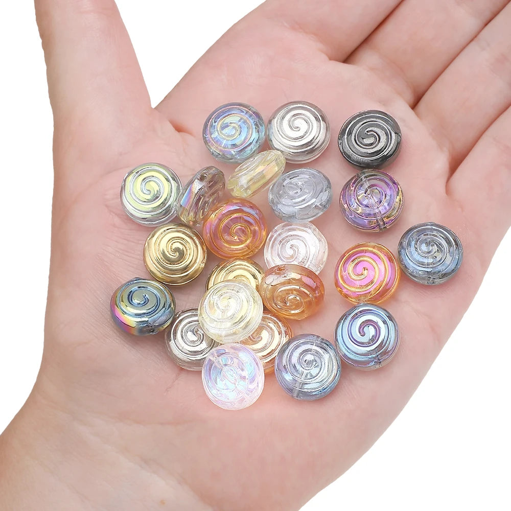 30Pcs Crystal Glass Round Beads Screw thread