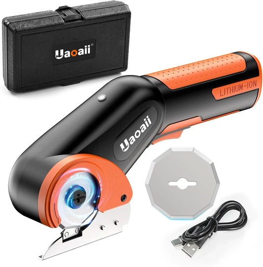 Rechargeable Cordless Scissors, Rotary, Box Cutter for Carpet, Fabric, Leather