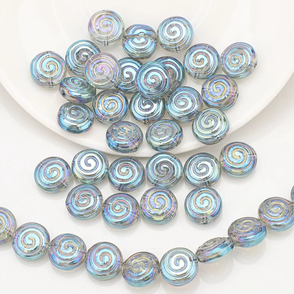 30Pcs Crystal Glass Round Beads Screw thread