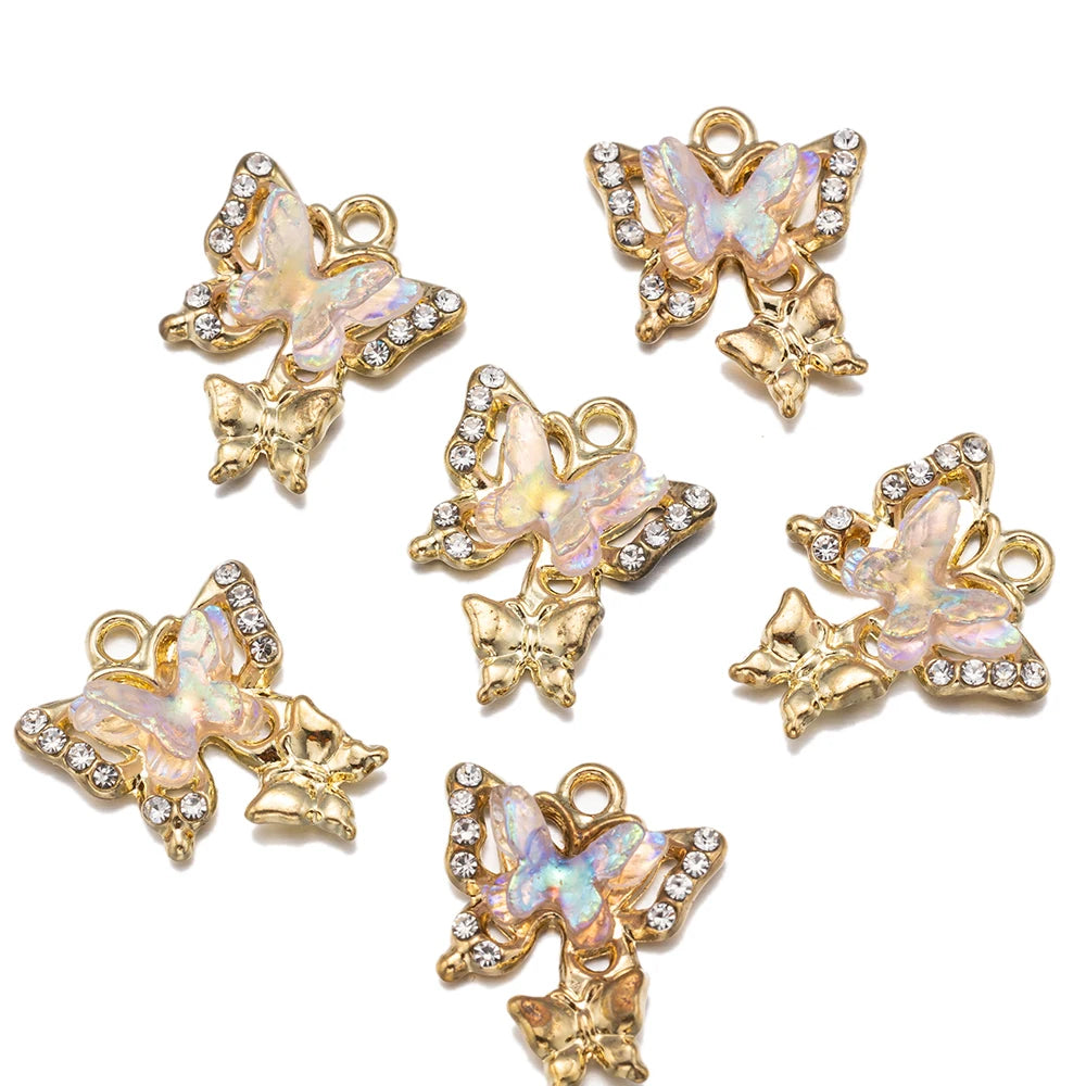 10pcs/Lot Animal Charms Butterfly Shape Pendant, Jewelry Making Accessories