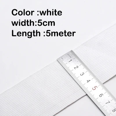 5Meters Sewing Elastic Band, High Elasticity, Waistband White, Black 10-60MM