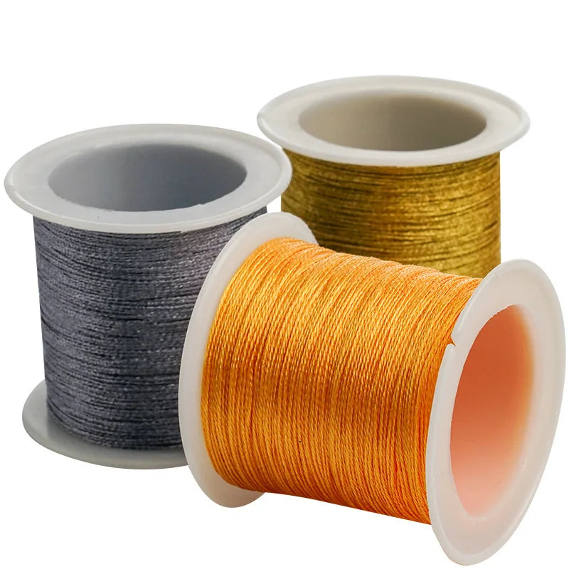 0.4mm Nylon Gold Silver Thread Cord 50m for DIY Jewelry, Beading & Crafts