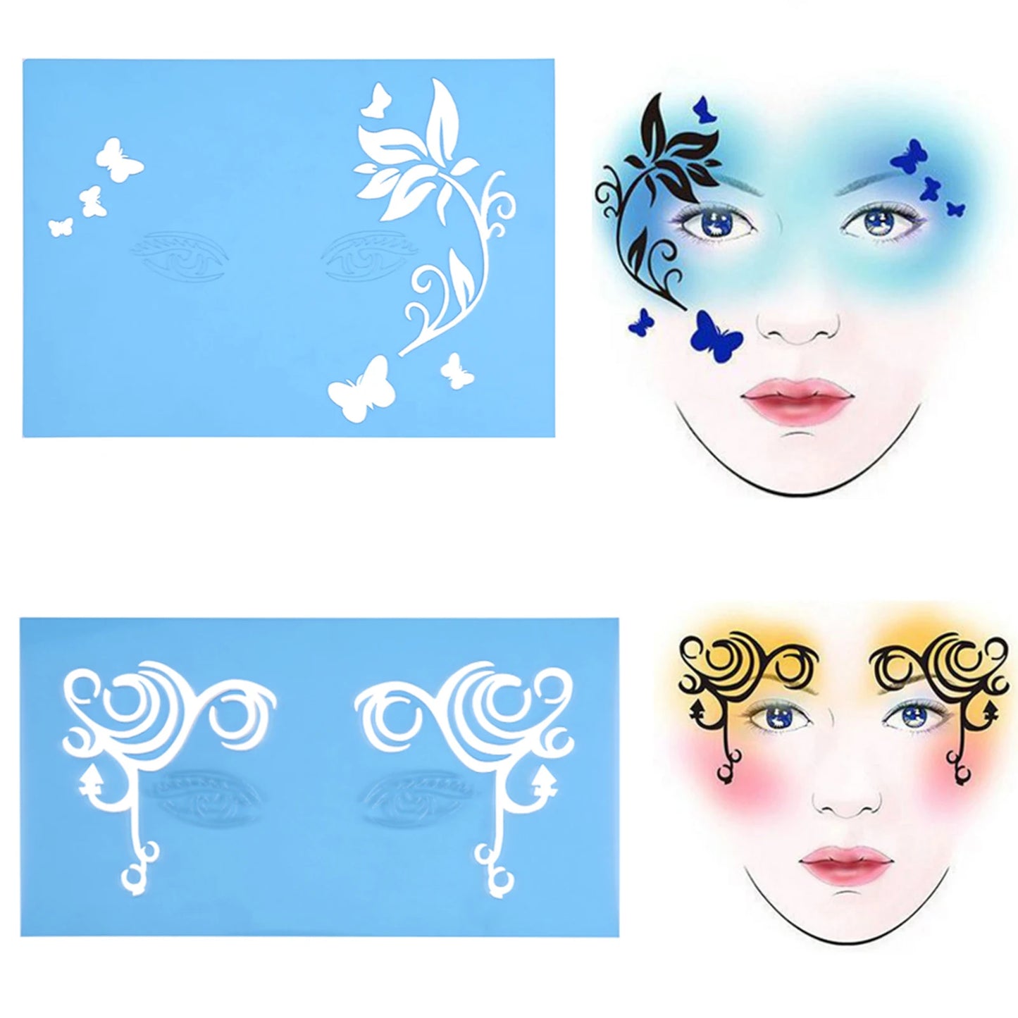 Facial Design Template Tools 7styles/set Reusable Face Paint Stencil Body Painting