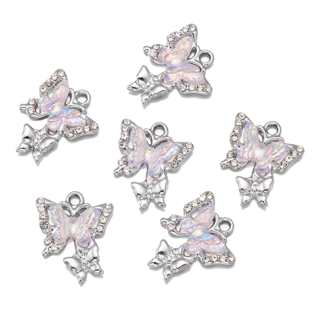 10pcs/Lot Animal Charms Butterfly Shape Pendant, Jewelry Making Accessories