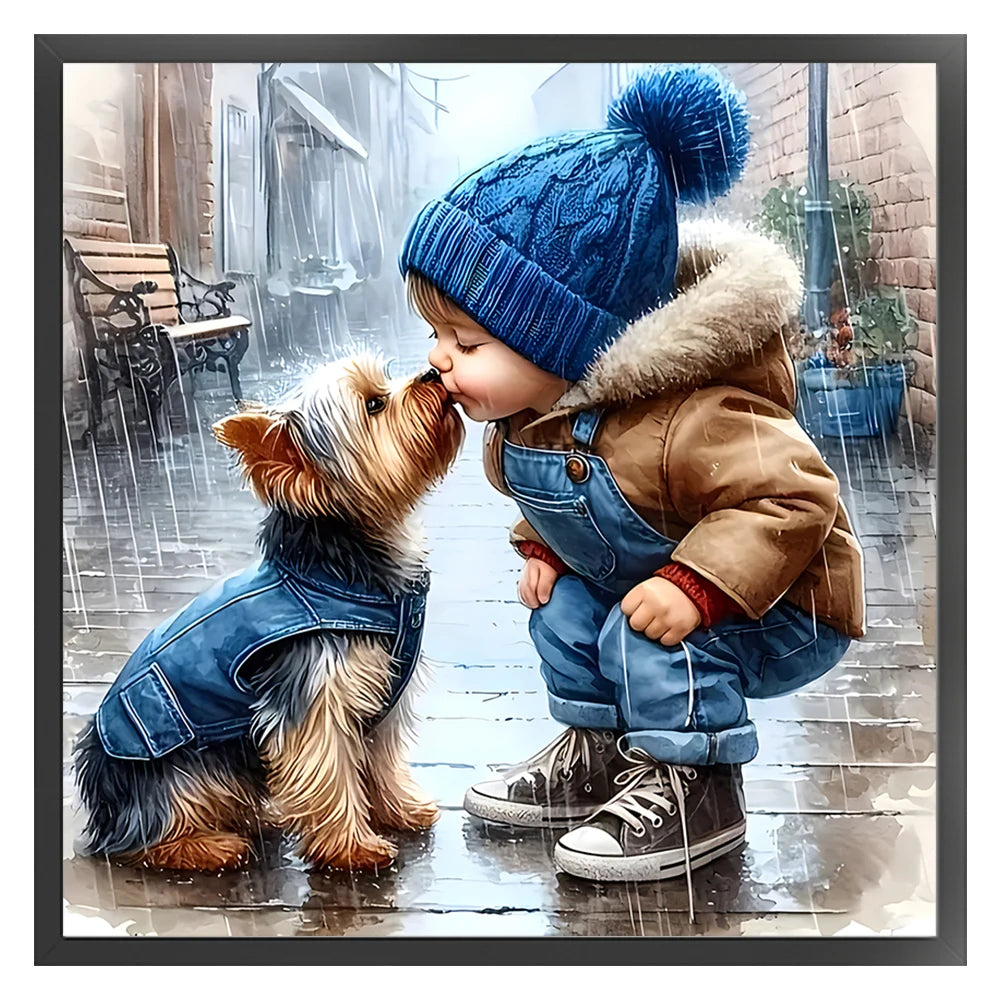 Full Embroidery Eco-cotton Thread 11CT Printed Boy Cross Stitch Kit 40x40cm