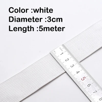 5Meters Sewing Elastic Band, High Elasticity, Waistband White, Black 10-60MM