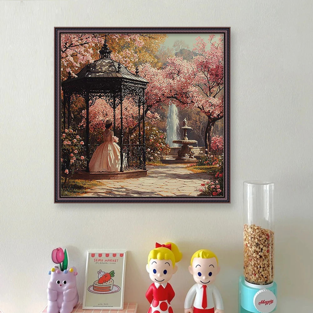 Full Embroidery Cotton Thread 11CT Printed Girl Kit 50x50cm