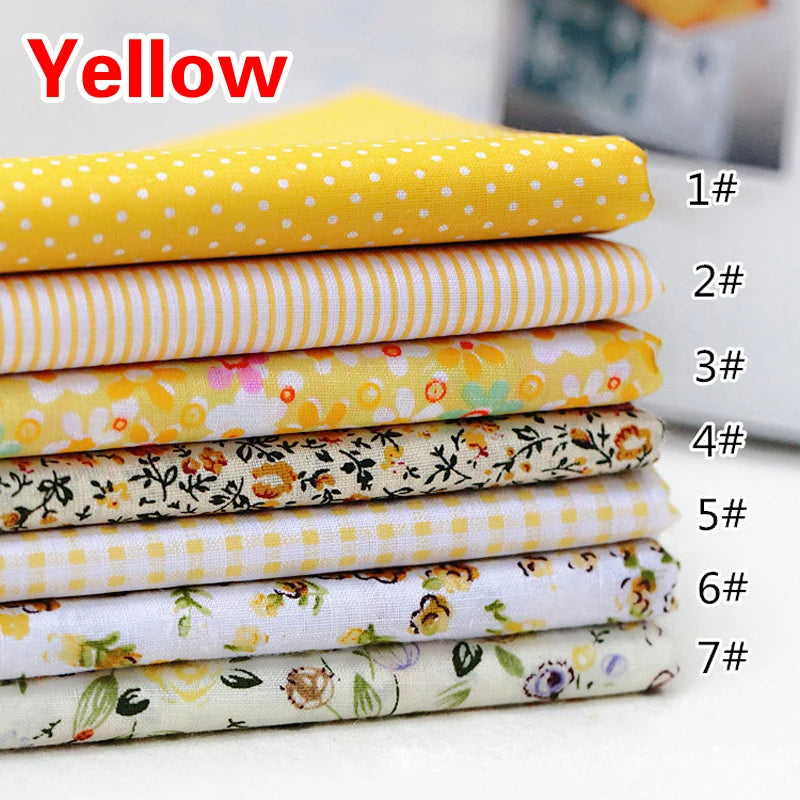 7pcs 25x25cm Cotton Fabric Squares for Sewing & Quilting