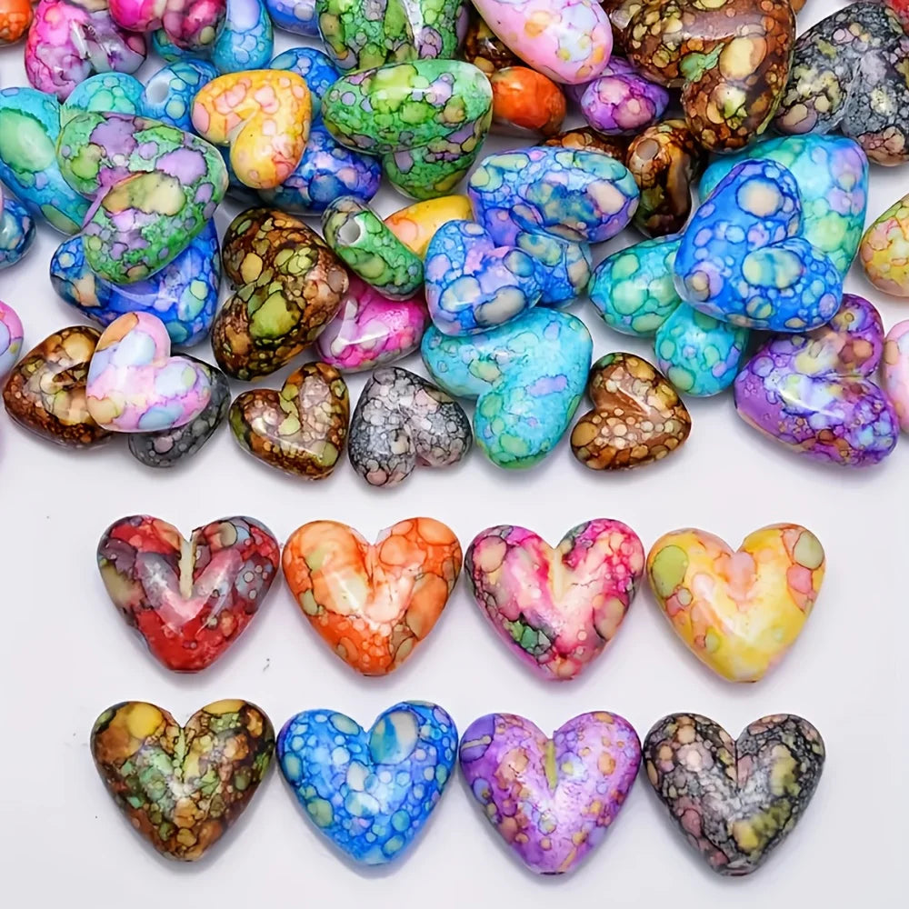 30 pieces of random color heart-shaped spacer beads, suitable for DIY jewelry making, bracelets, necklaces and string jewelry.