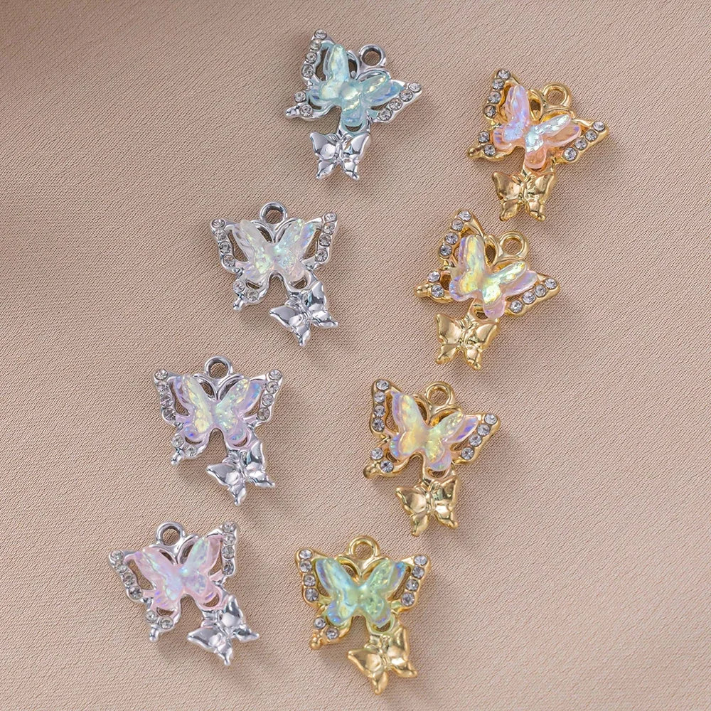 10pcs/Lot Animal Charms Butterfly Shape Pendant, Jewelry Making Accessories