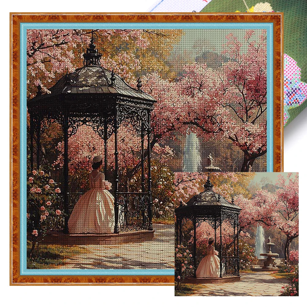 Full Embroidery Cotton Thread 11CT Printed Girl Kit 50x50cm