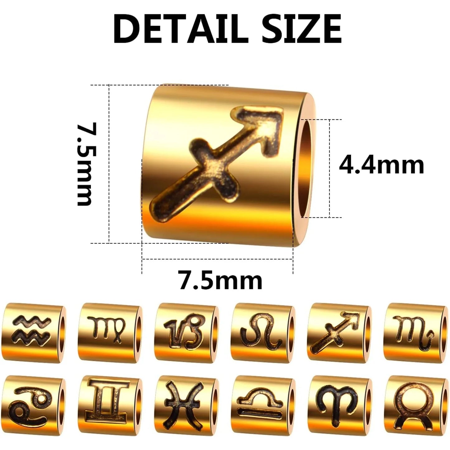 60pcs Zodiac Signs Alloy Constellation Spacer Beads for Bracelet Necklace Jewelry Making