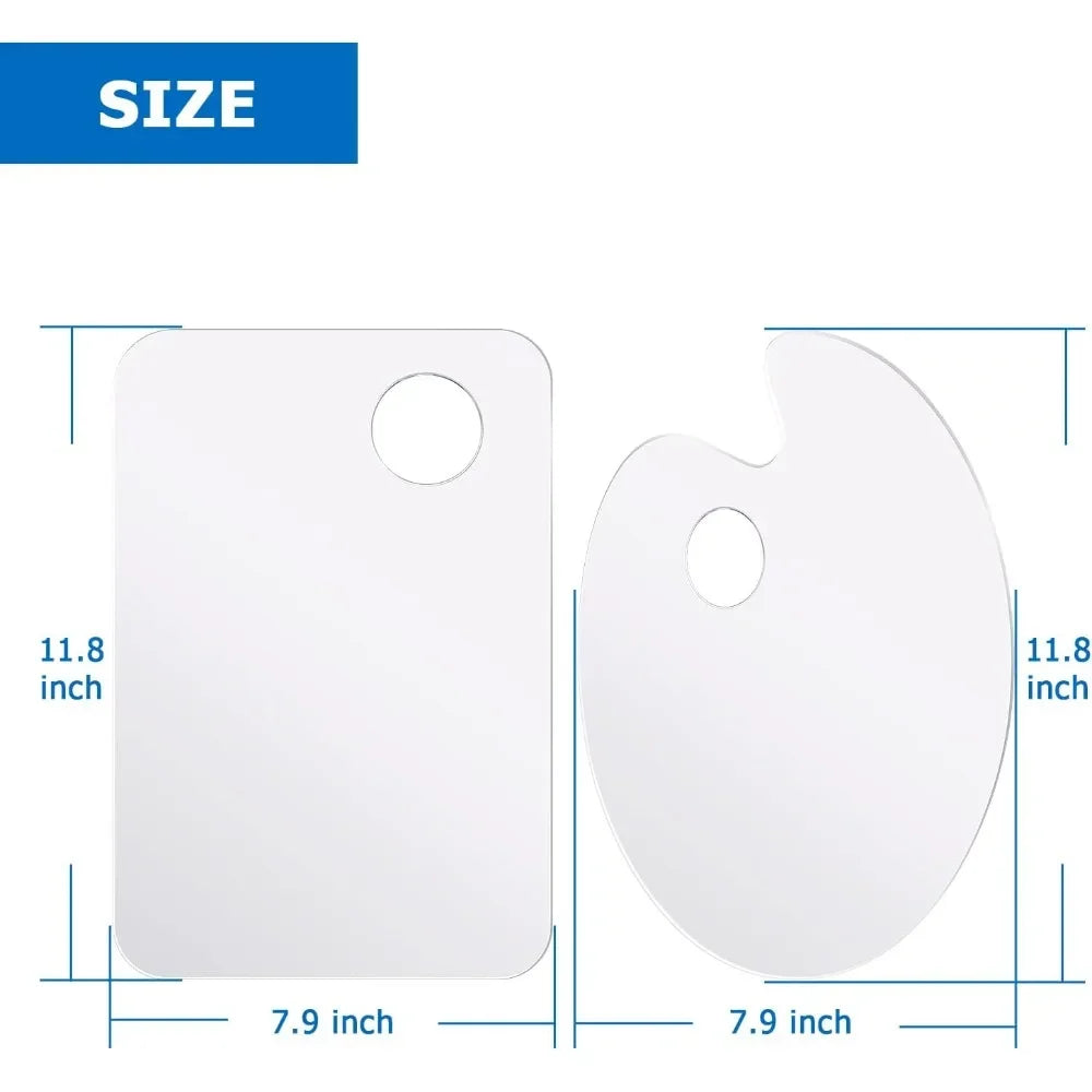 Acrylic Paint Palette 11.8x7.9in with Thumb Hole, Easy Clean Tray for Oil & Watercolor