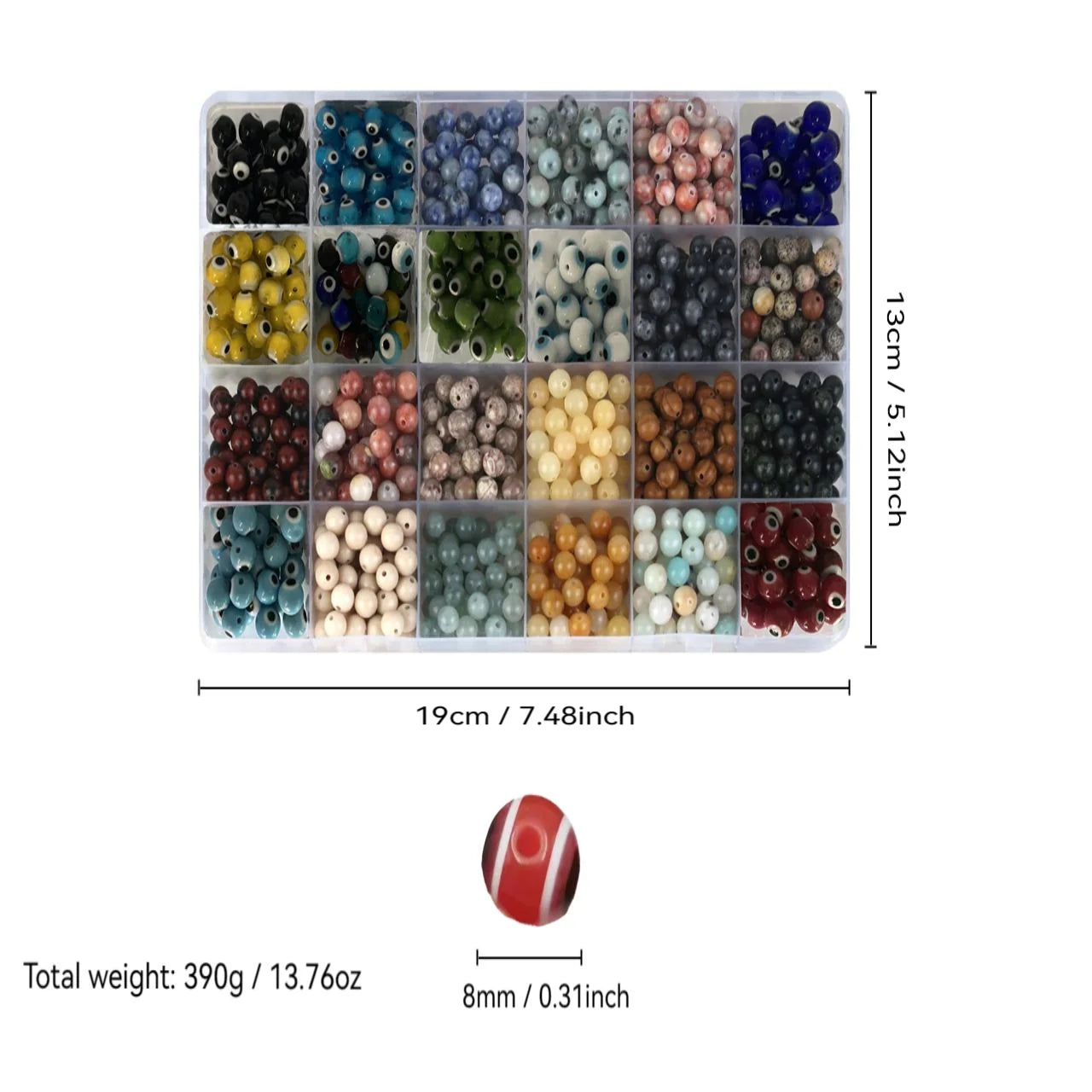 1200 Pcs 8mm Natural Stone Beaded DIY Jewelry Making Kit