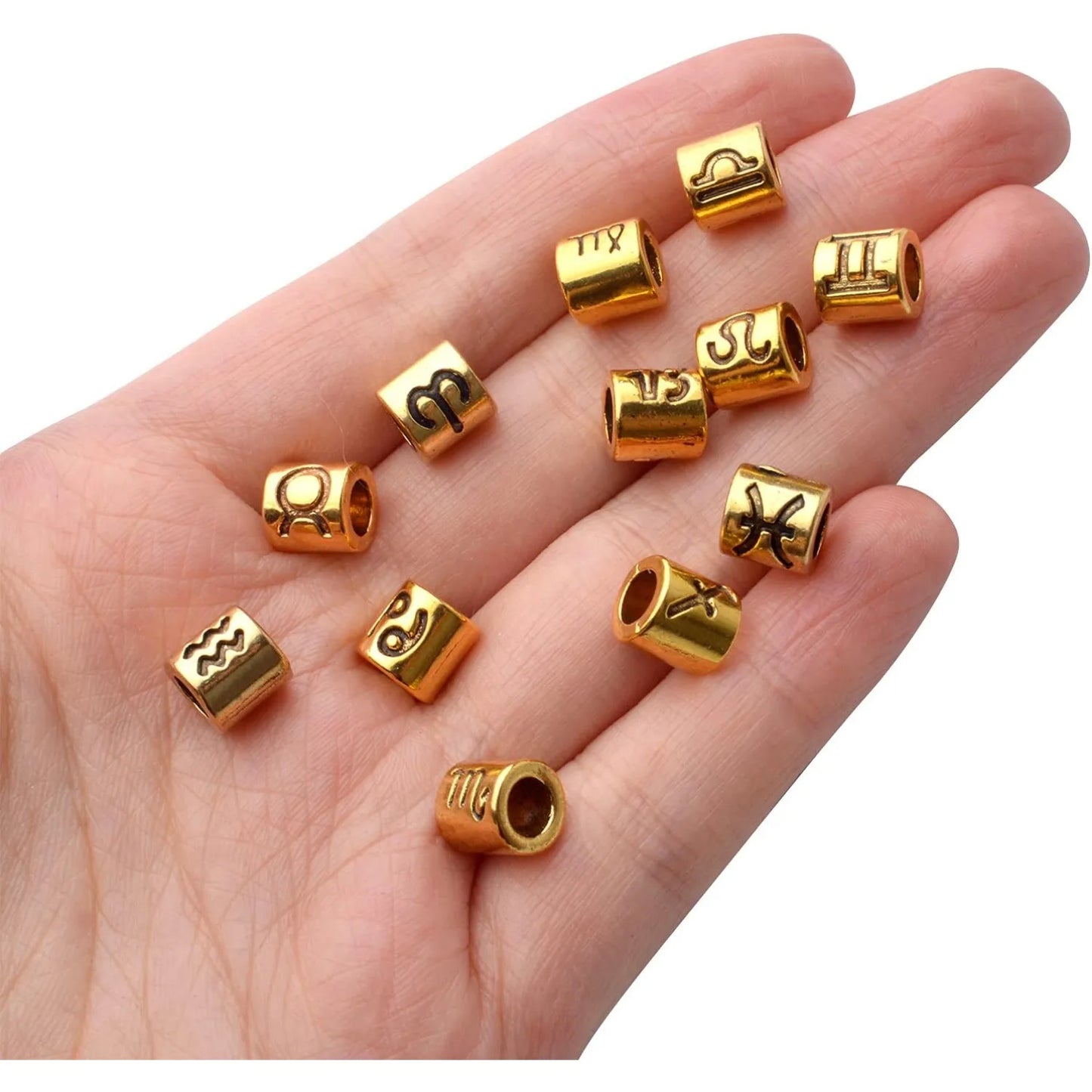 60pcs Zodiac Signs Alloy Constellation Spacer Beads for Bracelet Necklace Jewelry Making