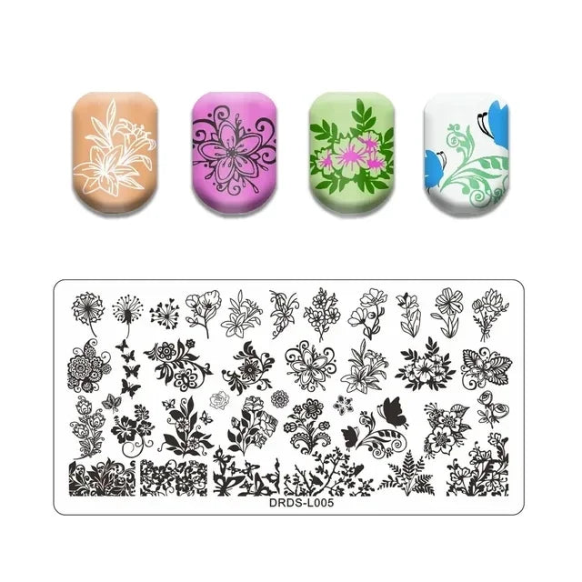 Floral Leaf Nail Stamping Plate Stainless Steel Template for Nail Art