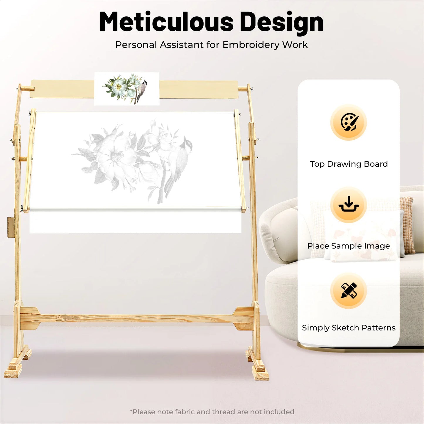 360° Adjustable Embroidery Stand Holder Frame Pine Wood