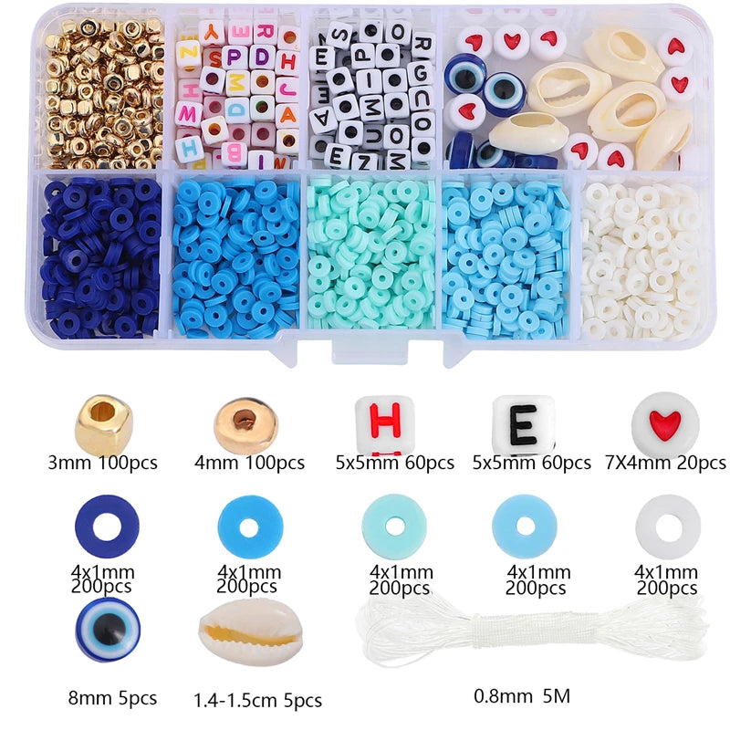 Jewelry Accessories Kit, 4mm soft ceramic, letters, beads, accessories, Charms DIY