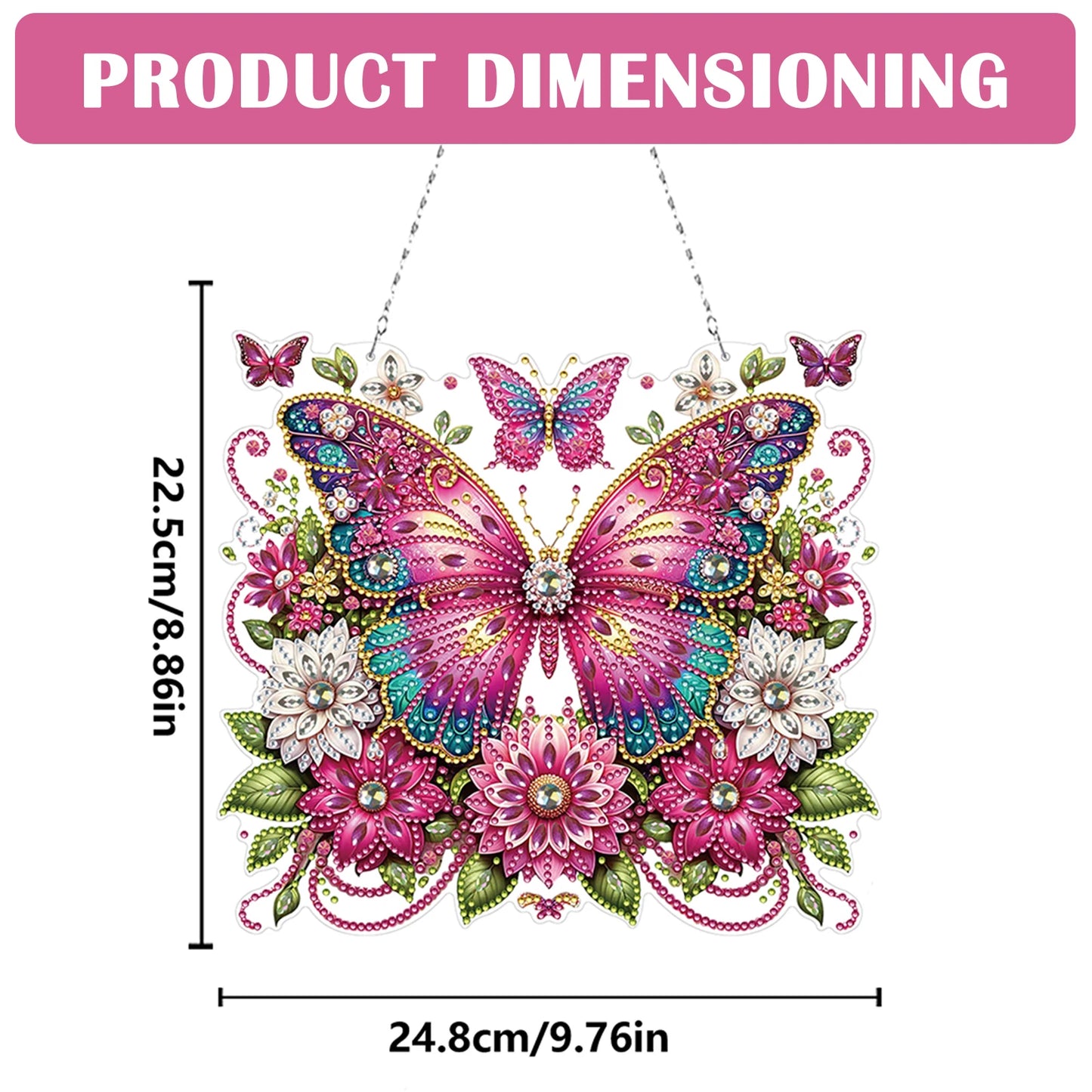 5D DIY Diamond Painting Dots Pendant Flowers Butterflies