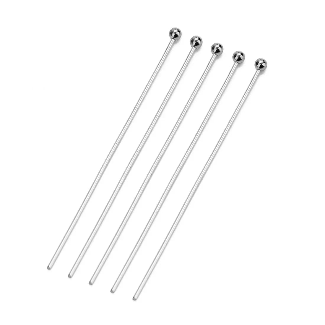 100pcs Stainless Steel Flat Head Pin Eye Pin Round Ball Pin 15 20 25 30 35 40 45 50mm Needle Pin Finding for DIY Jewelry Making