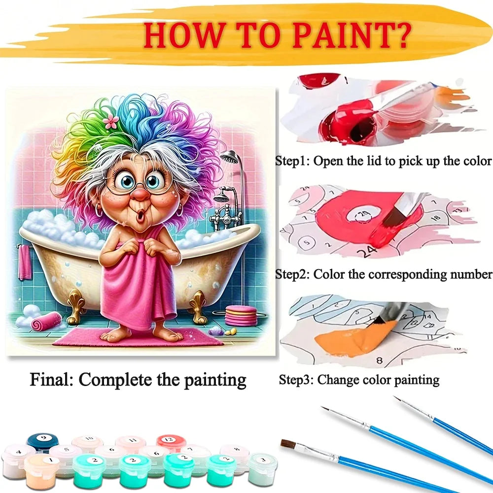 Cartoon Grandma DIY Art Paint By Numbers For Adult Craft Kit