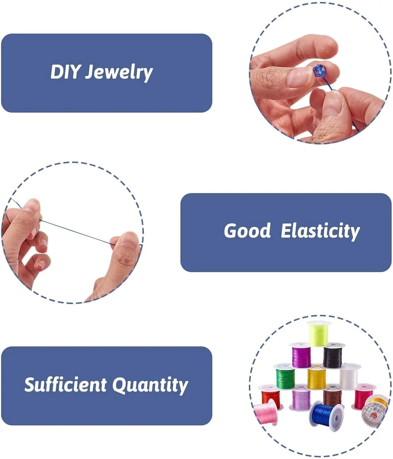 25rolls/Bag 0.8mm Elastic Stretch Fibre Wire Jewelry Making