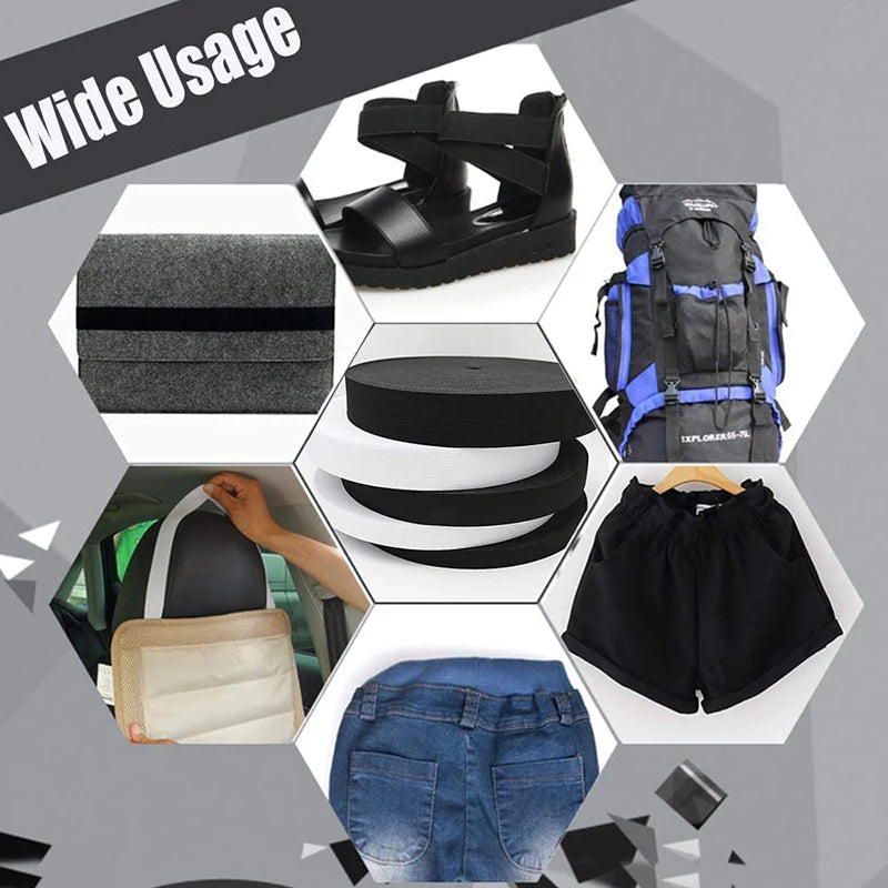 5Meters Sewing Elastic Band, High Elasticity, Waistband White, Black 10-60MM