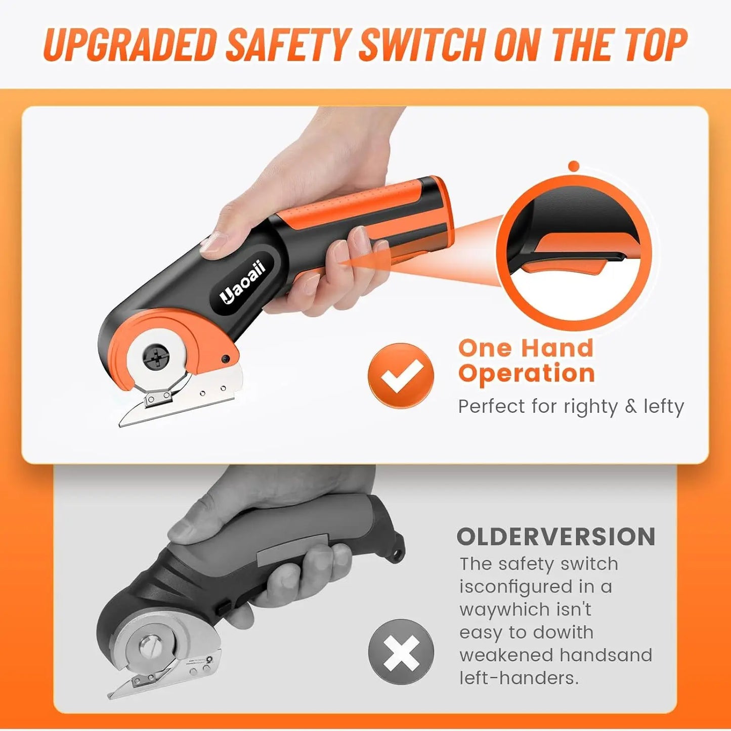 Rechargeable Cordless Scissors, Rotary, Box Cutter for Carpet, Fabric, Leather