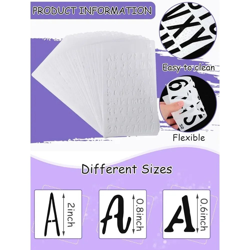 30 plastic, number, magazine letter templates for painting, 4 x 7 inch, reusable