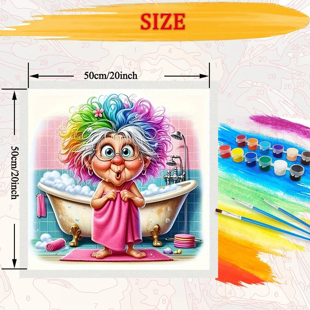 Cartoon Grandma DIY Art Paint By Numbers For Adult Craft Kit