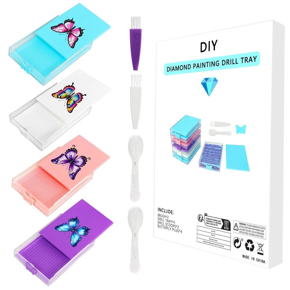 4Pcs Diamond Painting Tray Organizer Drawer with Lid