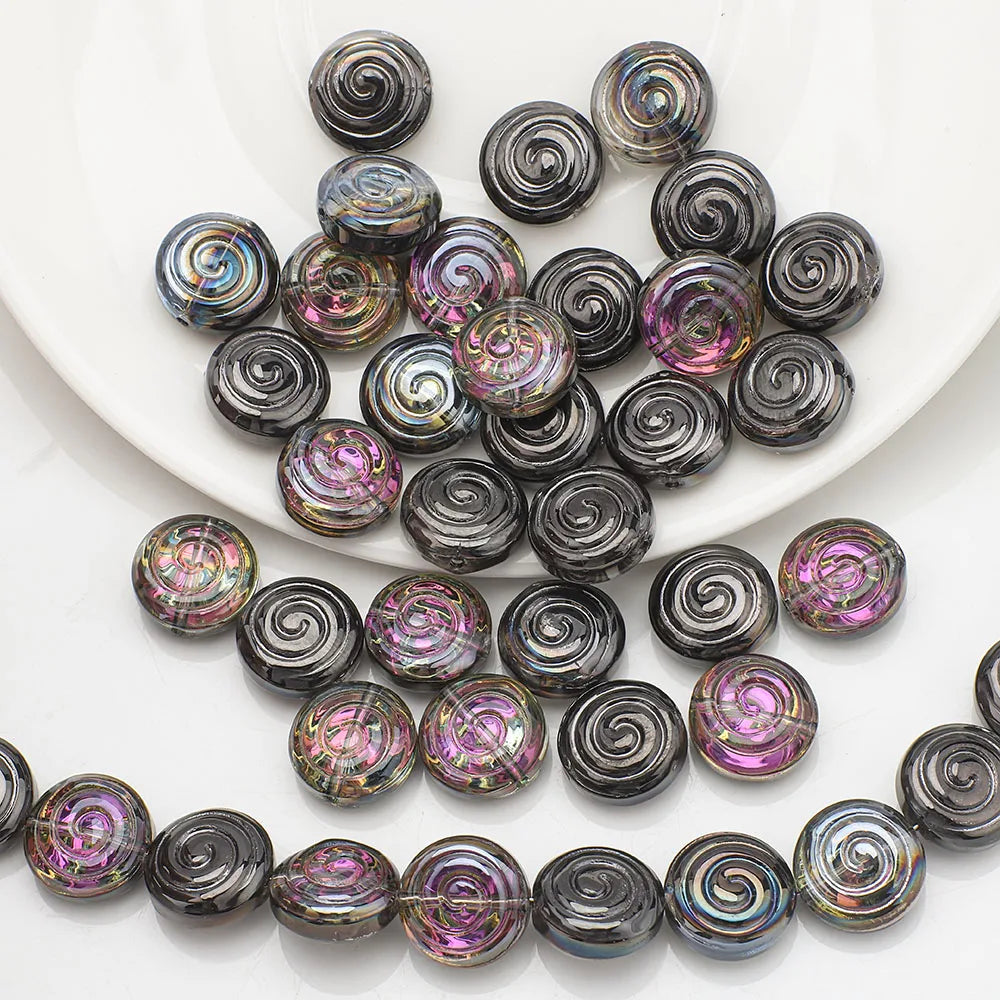 30Pcs Crystal Glass Round Beads Screw thread