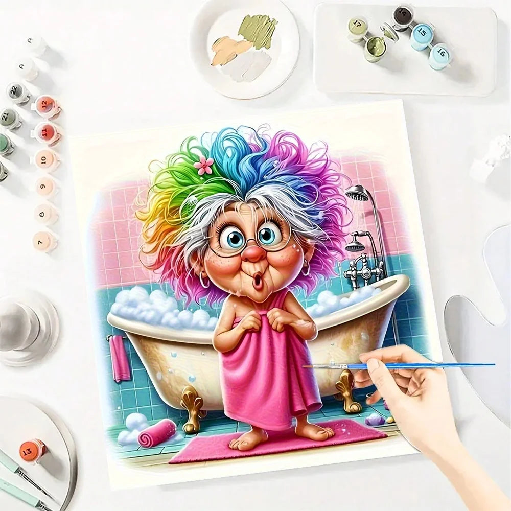 Cartoon Grandma DIY Art Paint By Numbers For Adult Craft Kit
