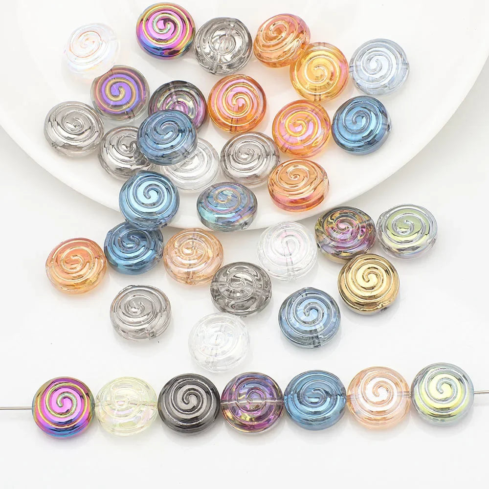 30Pcs Crystal Glass Round Beads Screw thread