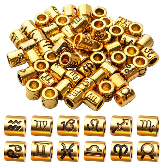 60pcs Zodiac Signs Alloy Constellation Spacer Beads for Bracelet Necklace Jewelry Making