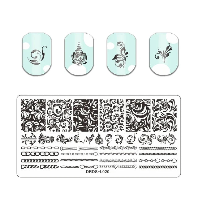 Floral Leaf Nail Stamping Plate Stainless Steel Template for Nail Art