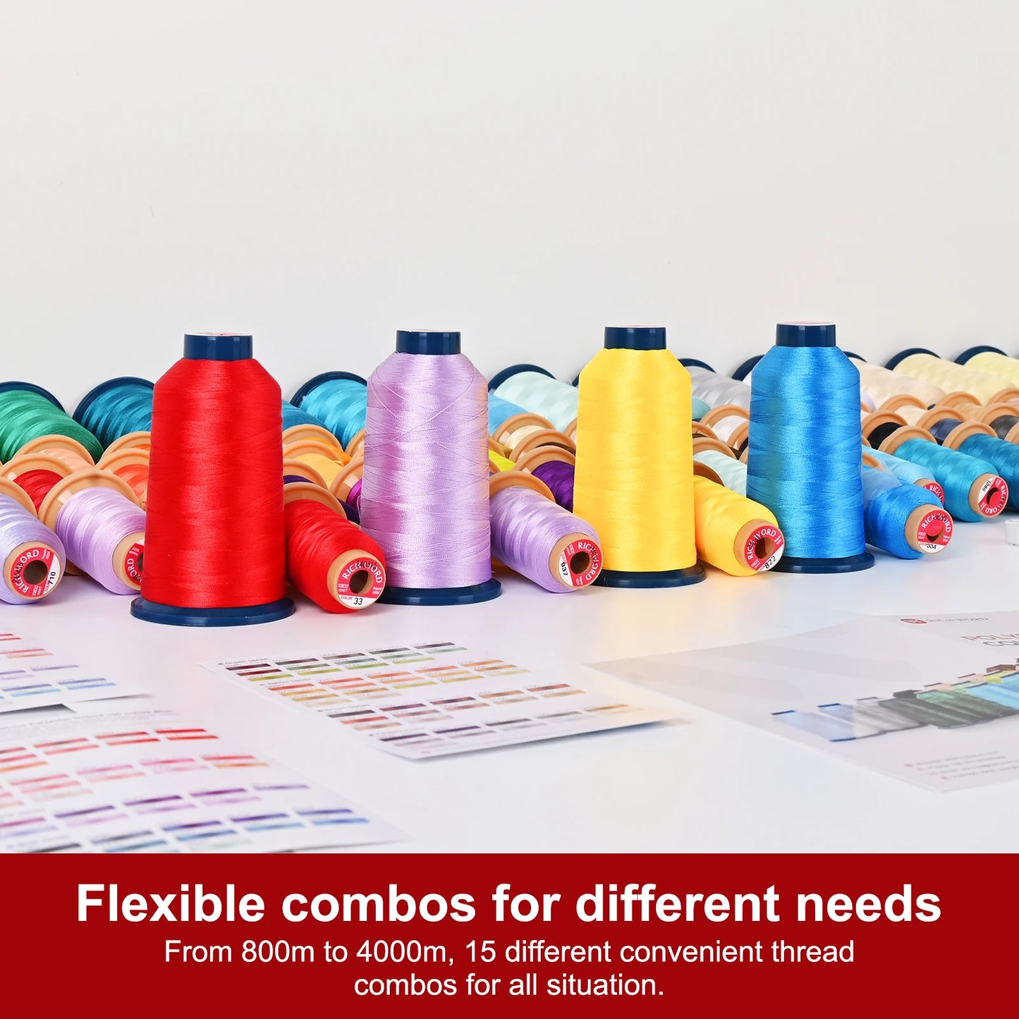 RICHWORD 60Pcs Colors Embroidery Polyester Threads