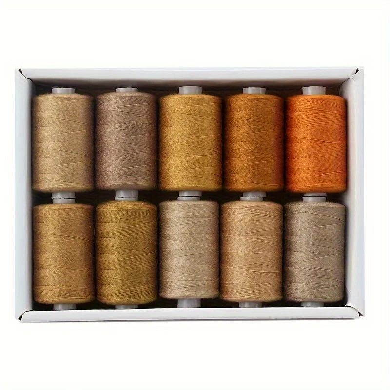 10 Spool Polyester Thread Set – 1000 Yards Each for Sewing & Quilting