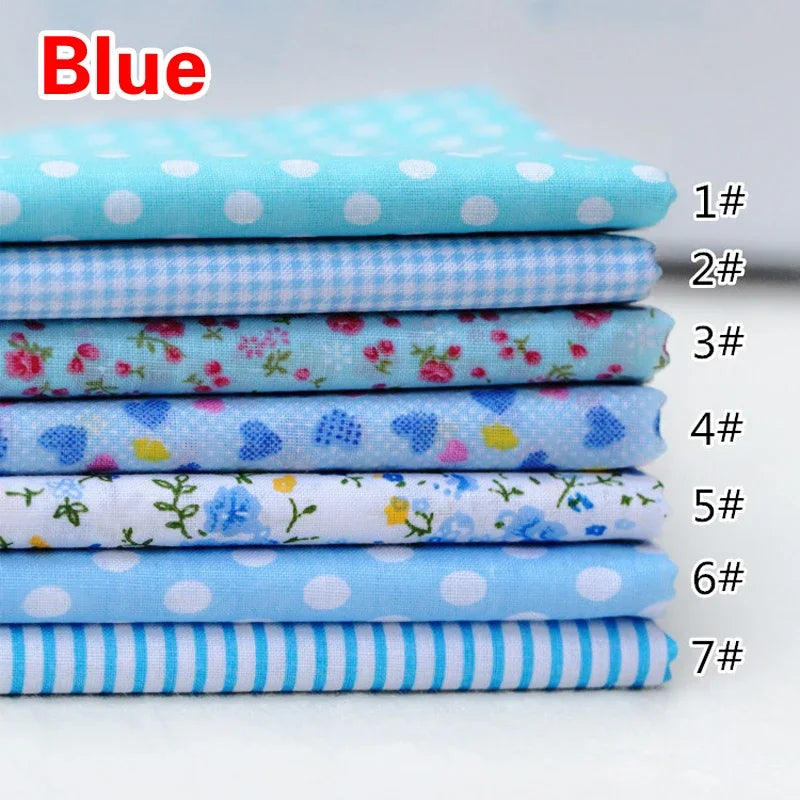 7pcs 25x25cm Cotton Fabric Squares for Sewing & Quilting