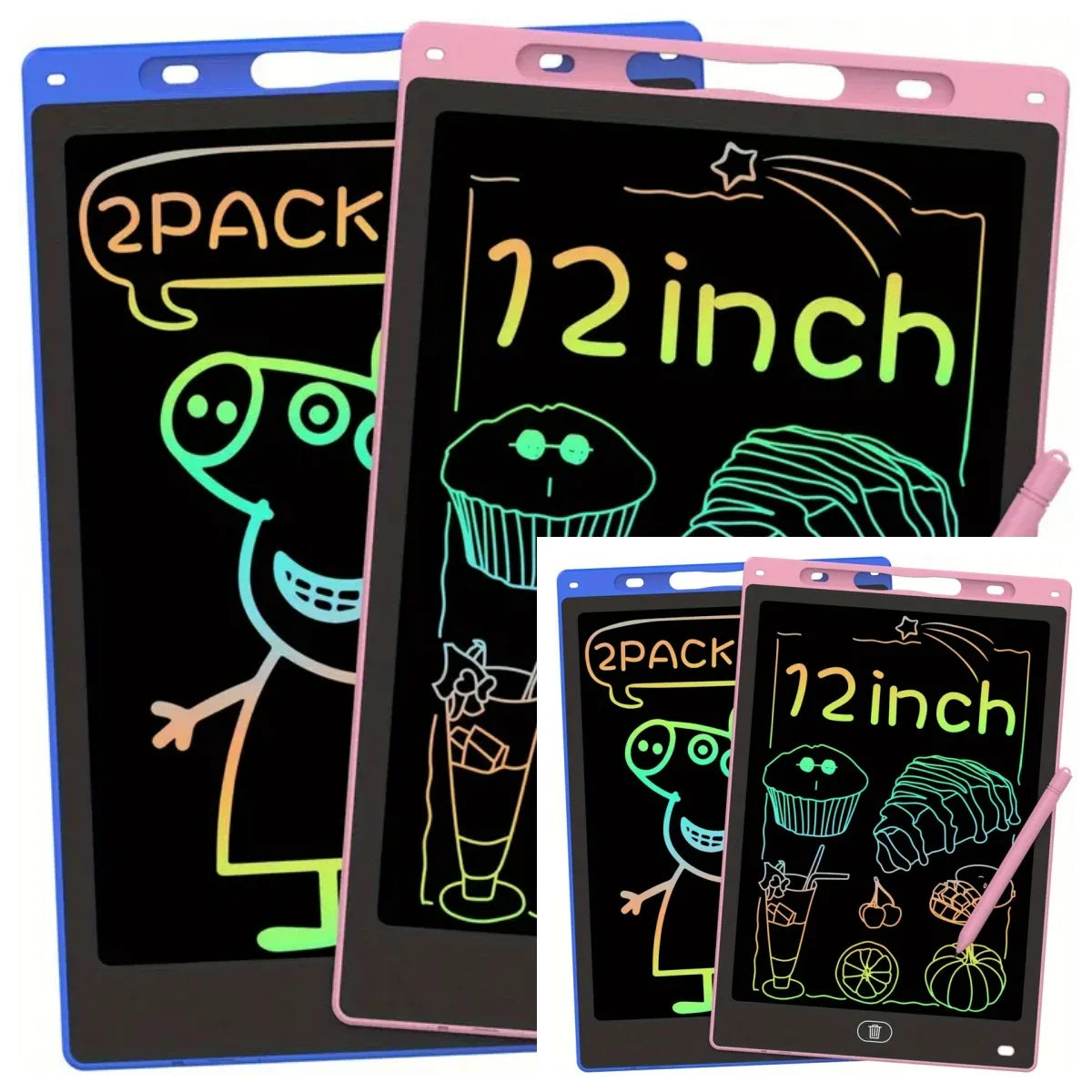 2/4Pcs LCD Reusable Doodle Pad for Kids