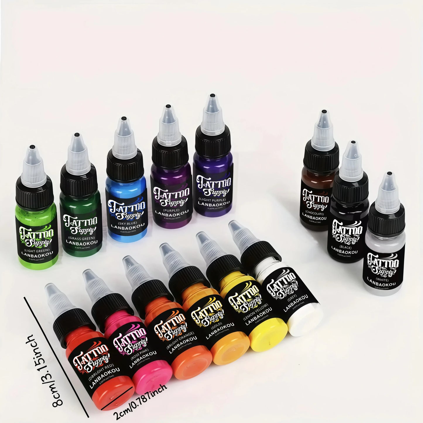 15ml 14colors TATTOO Ink Pigment Body Art, TATTOOS Kit, Professional. Semi-permanent