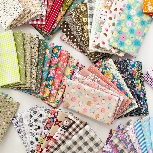 5Pcs Floral & Plaid Cotton Fabric Squares for Sewing & Quilting