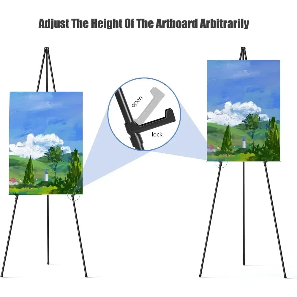 Display stand 63-inch portable easel, lightweight metal easel