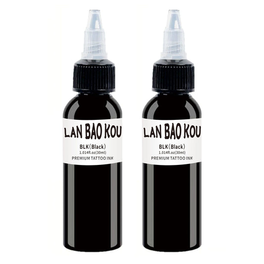 2pcs Black Tattoo Ink 30ml – Semi-Permanent Body Art