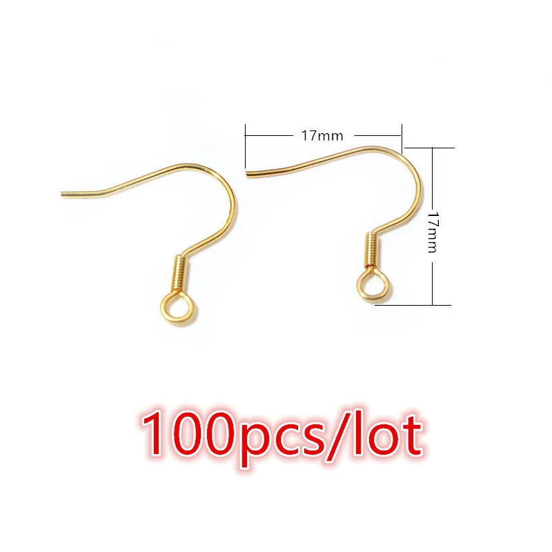30-100pcs Stainless Steel DIY Earrings Hooks Clasp Findings Handmade Jewelry Making Accessories Earwire Accessories Steel Gold