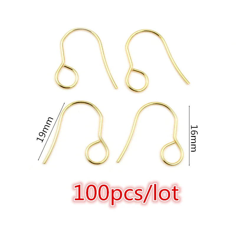 30-100pcs Stainless Steel DIY Earrings Hooks Clasp Findings Handmade Jewelry Making Accessories Earwire Accessories Steel Gold