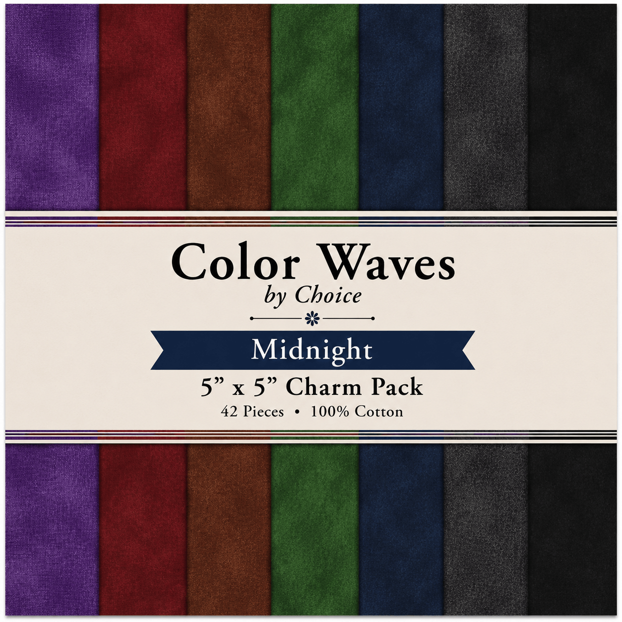 Color Waves Midnight 5"x5" Charm Pack - 42 Squares
